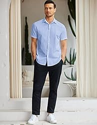 COOFANDY Men's Untucked Shirts Short Sleeve Button