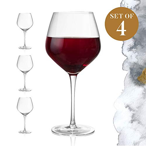 Long Stem 24 Oz. Oversized Wine Glasses, Set of 4 Crystal Glassware