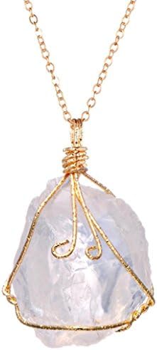 Necklace for Women, Shybuy Fashion Nature Stone Crystal Chakra Rock Necklace Quartz Pendant Necklace (White)