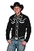 Sunrise Outlet Men's 100% Cotton Retro Western Cowboy Shirt-Black-XL