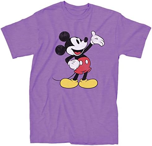 MightyFine Disney Mickey Mouse Wave Men's Adult Graphic Tee T-Shirt (Medium, Purple Heather)