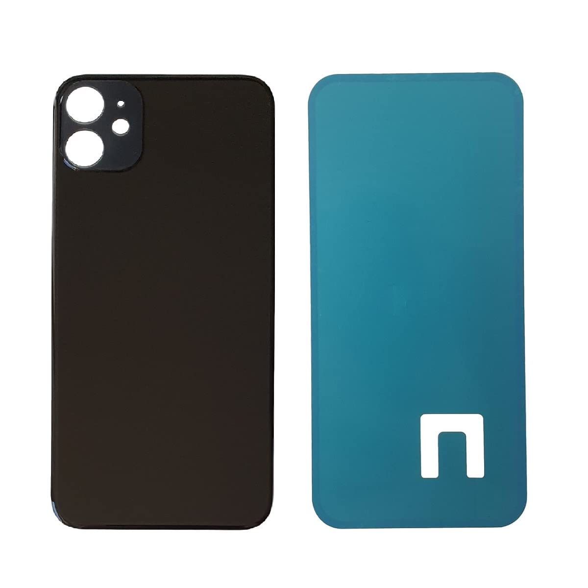 DHLK® Back Cover Glass Rear Housing Glass Replacement compatible with iPhone 11 - NO LOGO (BLACK)