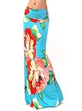 CY Womens Multicolored Printed High Waist Beach Dress Span Long Maxi Skirts