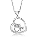 GOXO Mother and Child Cubic Zirconia Owl Bird Pendant Necklace Sterling Silver Owl Necklace For Women Mother 18