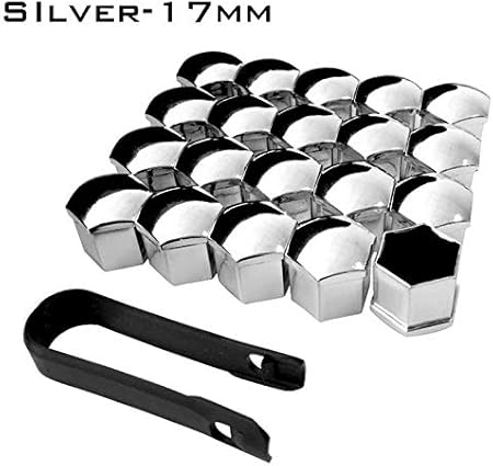 Amazon ピースユニバーサル防錆17 19 21ミリメートルクローム光沢absオートトリムタイヤホイールナットねじボルト保護カバーキャップ車スタイリング Silver 17mm カータイヤ ホイール 車 バイク