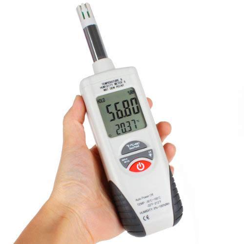 Mengshen Digital Psychrometer - Handheld Backlight Temperature Humidity Meter Gauge with Dew Point and Wet Bulb Temperature - Battery Included, M350