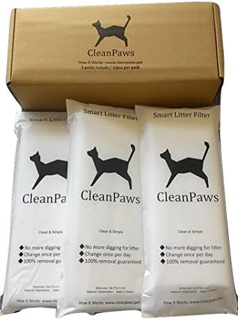 CleanPaws scooping free litter sifting liner for common litter boxes 28.3" x 32.3" 10 liners per pack / 3 packs per box