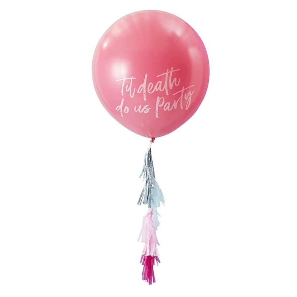 Ginger Ray Pink Giant Party Balloon with Tassels - 1 Per Pack - Good Vibes — image 1