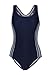 Uhnice Women's One Piece Swimsuits Racing Training Sports Athletic Swimwear (Medium(US6-8), Navy/Stripe)
