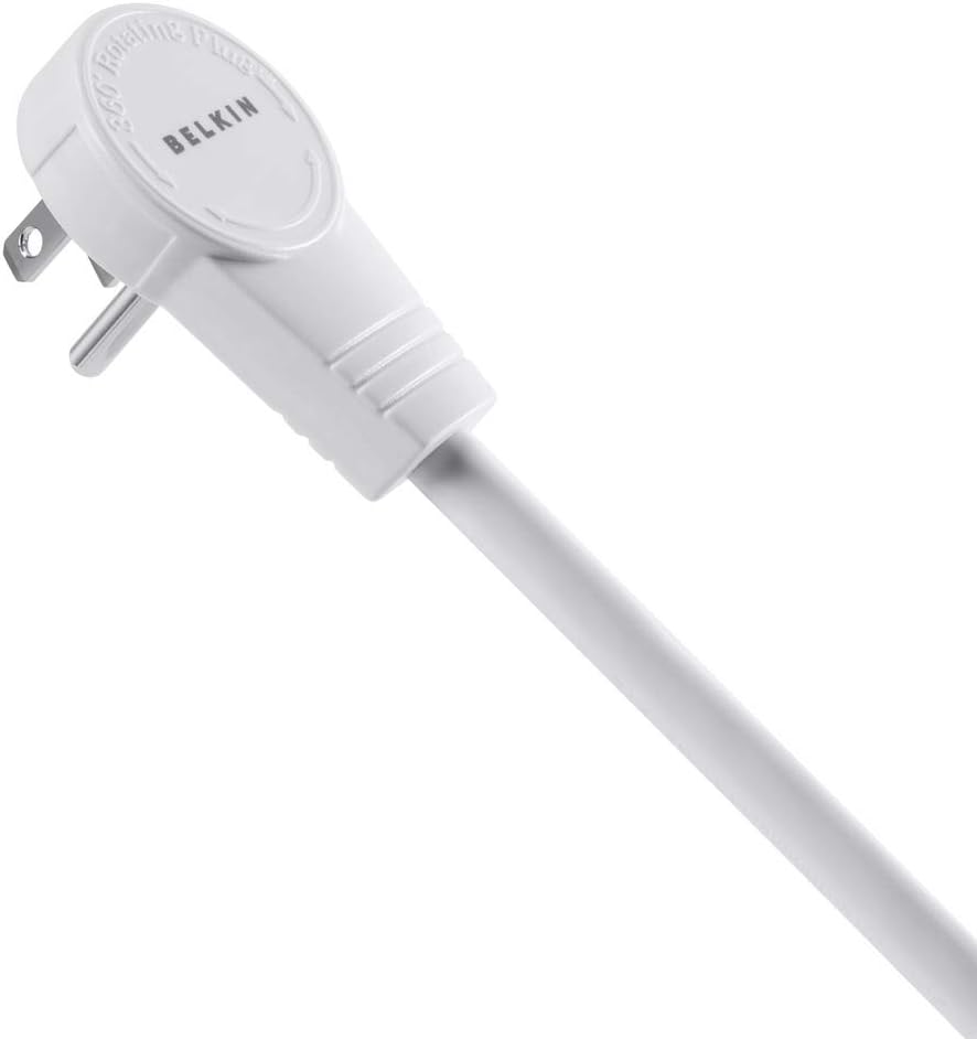Belkin 6-Outlet Power Strip Surge Protector, Flat Rotating Plug, 8ft Cord (720 Joules), White: Home Audio & Theater