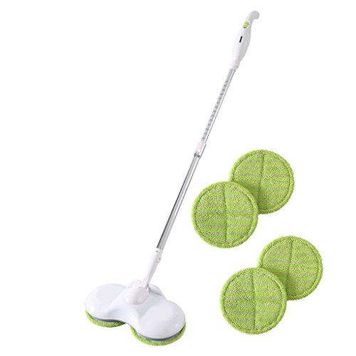 Docheer Cordless Electric Scrubber Polisher Spinning Mop, Rechargeable Powered Floor Cleaner, Adjustable Handle Handheld Vacuum Floor and Tile Sweeper