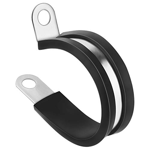 Temoyj Cable Clamp,10 Pack 2 Inch Stainless Steel Cable Clamp, Pipe Clamp, Metal Clamp, Rubber Cushioned Insulated