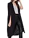 ASMAX HaoDuoYi Women Casual Open Front Cape Trench Duster Coat Longline Blazer(M,Black)