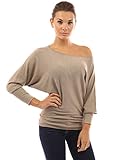 PattyBoutik Women's One Shoulder Batwing Sweater Knit Top