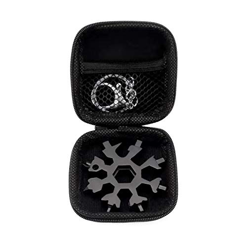Schneeflocken Multifunktionswerkzeug 18-in-1 Edelstahl Multitool mit Aufbewahrungs​box und Schlüsselring für Outdoor (Schwarz)
