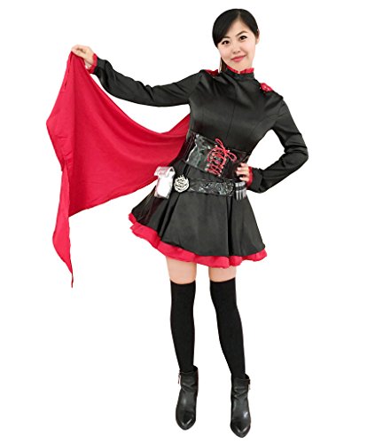 DAZCOS US Size Rose Cosplay Costume Black Red Lolita Dress
