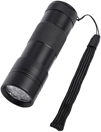 Fronnor 12 LED UV Ultra Violet Mini Portable Flashlight Torch Light,Pet Stain Detection Flashlight ,Waterproof UV Black Light(Black)