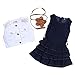 Yo Coco Girls White Solid Coat + Blue A-line Denim Dresses Girls 2 Pcs Set Outfit