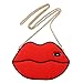iPhone X Case Red Lips with Crossbody Metal Chain Miniko(TM) Cute 3D Sexy Red Lips Silicone Cartoon Funny Gel Lovely Stylish Design Phone Case for iPhone X Teen Girls Women