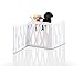 Kleeger KLG-160 Wooden Pet Gate, Foldable & Freestanding, For Indoor Home & Office Use. Keeps Pets Safe [ White Cascade Wave Decorative Design]. Easy Set Up, No Tools Required.
