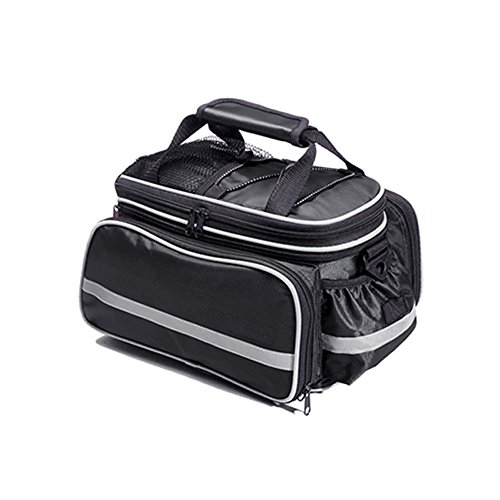 OneBelief Bike Pannier Bag with Rainproof Cover, [Reflective Patches] [Fastening Tapes] [Waterproof] [Durable] Bicycle Rear Rack Seat Handbag (Black)