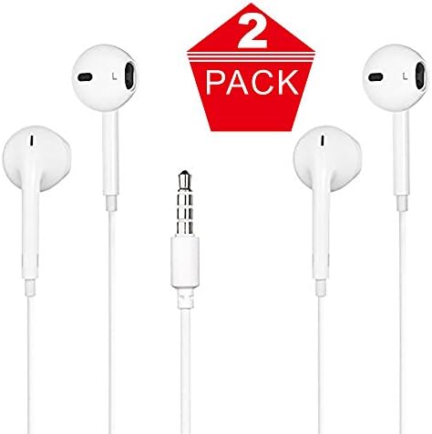 XINHEN LY-10 Headphones with Microphone Stereo 2 Pack Earphones with Mic and Remote Control for iPhone 6s Plus 5s 5 4s 4 SE 5C iPad iPod 7 8 7s IOS S8 7 6 Note 1 2 3 In Ear Earphones Earbuds