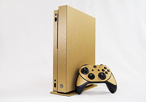 Microsoft Xbox One X Skin (XB1X) - NEW - BRUSHED GOLD - Air Release vinyl decal faceplate mod kit by System Skins