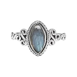Labradorite Stone Ring 925 Sterling Silver