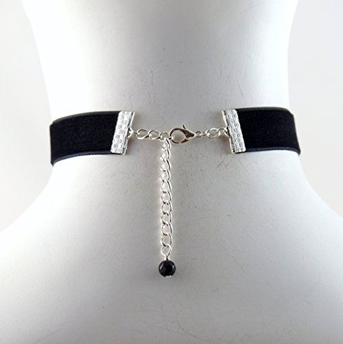 Arthlin Jewelry Rhinestones Choker Necklace Black Velvet - Diamante Circle Silver Buckle - Sexy, Chocker, Lingerie Accessory, Romantic Gift, Handmade - Thumbnail 3