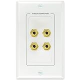 Mediabridge Speaker Wall Plate w/Binding Posts (2 Pair) - Limited TIME Offer: Free Low Voltage Metal Mounting Bracket (1-Gang) Binding Post 2-Piece Inset Wall Plate for 2 Speakers (Part# WP1-BPX2)