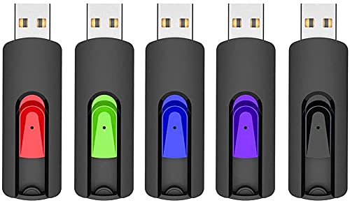 Vansuny 5Pack 16GB USB Stick USB 2.0 Flash Drive Memory Stick Thumb Drive Slide Retractable Jump Drive (5 Mixed Color, 16GB)