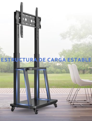 SHTUMEC Soporte de TV Móvil con Ruedas para 50 55 60 65 70 75 Pulgadas,Carrito TV Universal de Suelo con Altura Ajustable,Soporte de Piso VESA 200x200-600x400 mm,Base de Pantalla Móvil 32-80 Pulgadas