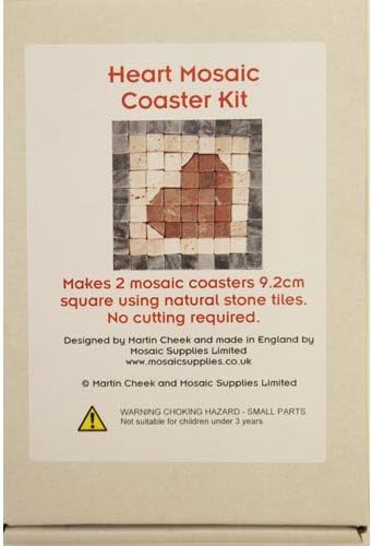 Stone Heart Mosaic Coaster Kit Makes 2 Coasters with Real Stone Tiles
