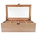 ALG Collections Tea Storage Box with 8 Adjustable Compartments and Glass Lid, 12 x 7 x 4–Inches (Natural Wood)