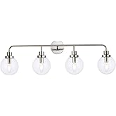Living District Indoor Modern Home Decorative Bright Ceiling Hanson 4 Lights Bath Sconce in Polished Nickel with Clear Shade
