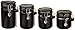 Anchor Hocking 4-Piece Ceramic Canister Set with Clamp Top Lid and Wooden Spoon, Black