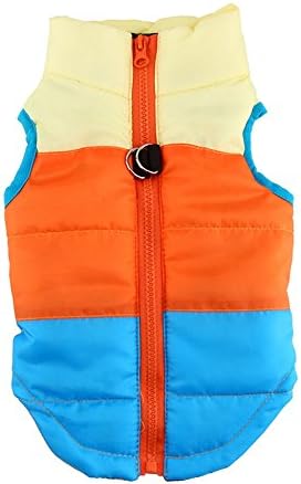 Idepet Pet Dog Cat Coat with Leash Anchor Color Patchwork Padded Puppy Vest Jacket Teddy Chihuahua Costumes Pug Cloth XS S M L