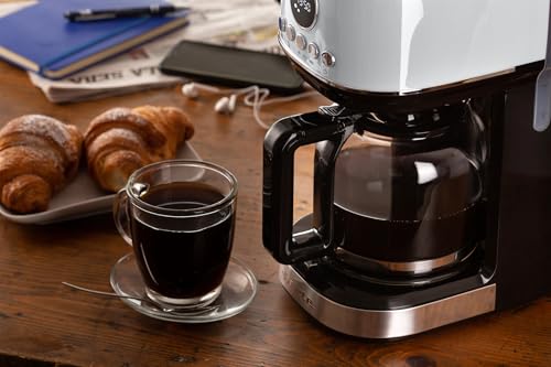 , Moderna 1396 Filterkaffeemaschine zur Zubereitung von Amerikanischer Kaffee, für bis zu 15 Tassen, Glaskaraffe, Warmhalteplatte, LCD-Display, herausnehmbare und waschbare Filter, Schwarz