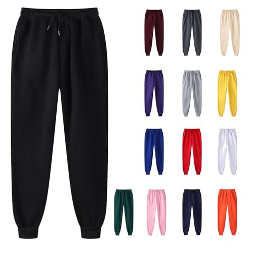 Joggers for Women Solid Color Casual Jogging Pants Athletic Active Sweatpants Drawstring Elastic Waist Lounge Trousers Ladies Running Gym Workout Tracksuit Bottoms Outdoor Sport Trousers S-3XL