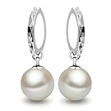 Jiaying-US 1 pair Freshwater Pearl Ear Stud- Fashion Top Lady Silver Plated Dangle Earrings