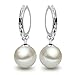 Jiaying-US 1 pair Freshwater Pearl Ear Stud- Fashion Top Lady Silver Plated Dangle Earrings
