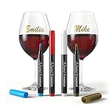 Party Wine Glass Marker Set, No Smearing and Fast Dry. Ideal Food Grade Ink for Tagging Glassware and Ceramics (Similar to Wine Charms)!