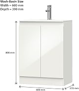 BELOFAY Denvor White 600mm Floor Standing Vanity Unit with Basin view 2