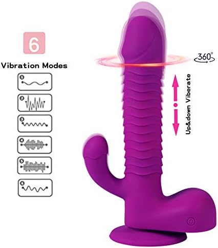 Thrusting Rotating Rabbit Toy for Women Rechargeable Waterproof with 6 Speeds and Strong Hand Free Suction Cup Wireless Remote Control, Purple