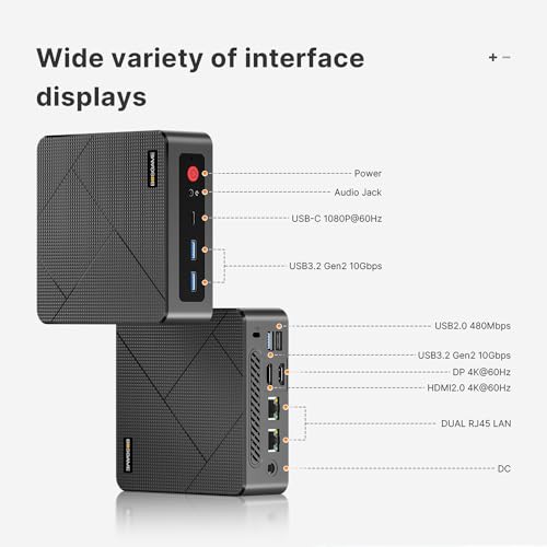 Mini PC BOSGAME E4, Mini Computer Windows 11 Pro con Ryzen 5 3550H (fino a 3,7 GHz), 16 GB DDR4, 512 GB SSD, Supporta Triplo Display 4K, Doppia Ethernet – Efficiente per ufficio e uso quotidiano