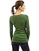 PattyBoutik Women Raglan V Neck Ruched Sides Top (Medium Green Medium)