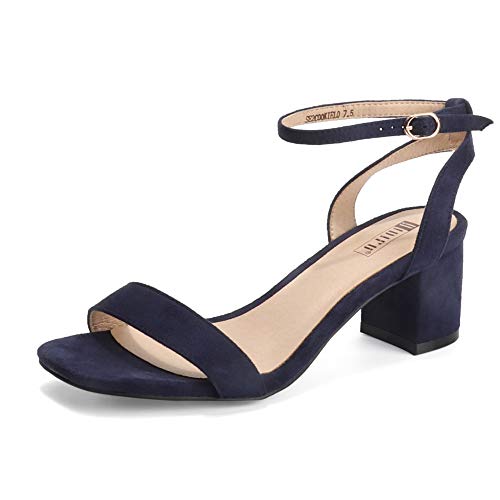 IDIFU Women's SE2COOKIE Square Open Toe Ankle Strap Chunky Block Low Heeled Sandals Wedding 