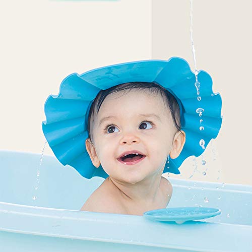 LUCKSTAR Baby Shower Protection Cap -Adjustable Baby Kids Children Safe Shampoo Bathing Shower Hat Waterproof Elastic Ring Hat Baby Bath Visor Cap for Toddler, Infant (Blue) - Thumbnail 7