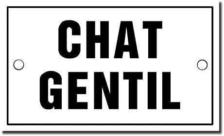 Amazon Com Chat Gentil Friendly Cat French Plaque 4 X 2 5 Home Kitchen