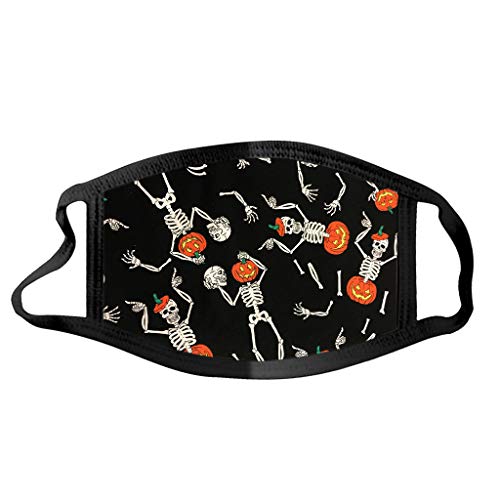 ThsiJJ 1/4/5 PC Face Covering Halloween Print Unisex Reusable Mouth Bandanas Neck Gaiter Windproof for Teen Men Women